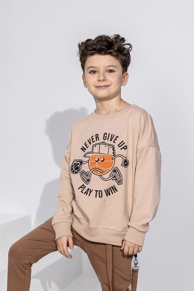 Bluza Beżowa "Never Give Up" - All For Kids