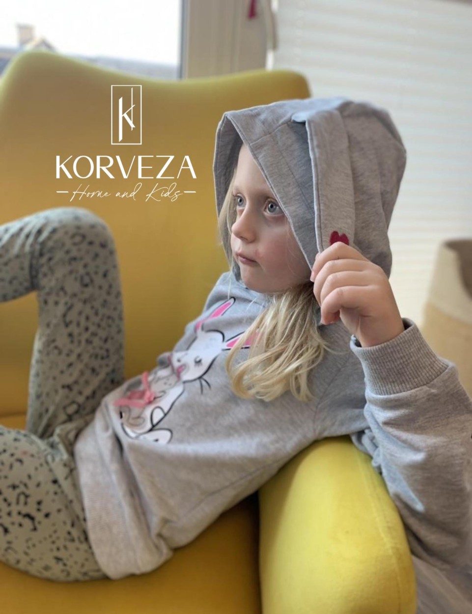 Bluza Królik w kolorze Szarym z Uszkami